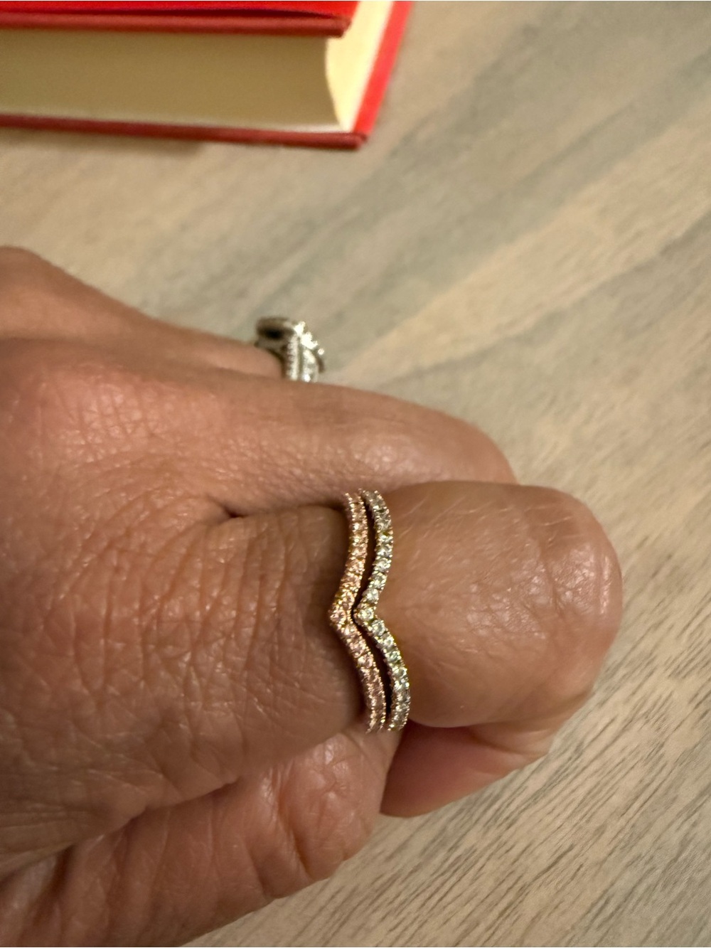 Pandora Rose Gold Pavé Stackable Rings size 54 - pink and clear pave